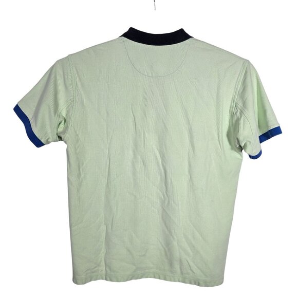 Orvis Mens Polo Shirt Colorblock Green Blue Trim Short Sleeve L‎ - Picture 3 of 6